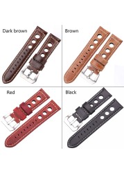 Cowhide Watch Strap Bracelet Vintage Genuine Leather 20mm 22mm 24mm Watchband Women Men Fashion Watch Band Strap With Pin Buckle