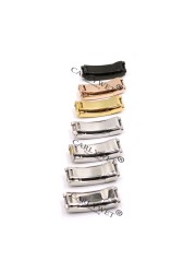 CARLYWET 9mm x 9mm Brush Polish Stainless Steel Watch Band Glide Buckle Lock Steel Clasp for Rubber Bracelet Leather Strap Webbing