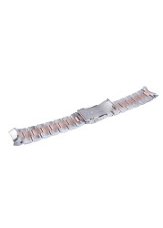 Carliwit 22mm Middle Pink Gold Stainless Steel Wrist Watch Band Replacement Metal Watchband Bracelet Double Push Clasp for Seiko