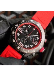 Luxury Mens Watch New Endurance Pro Red White Rubber Band Quartz Movement Chronograph Sapphire Glass Chronometer Man Watches