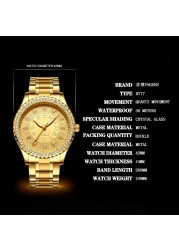 FNGEEN Mens Watches Luxury Brand Chinese Golden Dragon Quartz Watch Diamond Dial Stainless Steel Watch Male Relogio Masculin