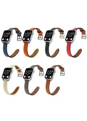 Thin Leather Watchbands for Apple Watch Series 7 6 5 4 3 2 SE Strap for iwatch 38 40mm 41mm 42mm 44mm 45mm Bracelet Accessories