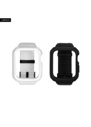 URVOI Band for Apple Watch Series 4 5 6 SE Strap for iWatch 2 in 1 Protector 40 44mm black white color antishock simple