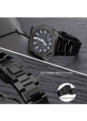 Hontao GA2100 New Model Home Oak All Metal Bezel Strap Simple Style In One Watch Bands For G-SHOCK GA2100/2110 Accessories