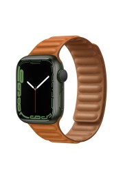 Leather Link for Apple Watch Band 44mm 40mm 45mm 41mm 38mm 42mm Magnetic Loop Watchband Bracelet iWatch Serie 3 5 4 SE 6 7 Strap