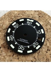 S-Watch dial for NH35 Movement Super Green Loom 28.5mm Fit SKX007/009 with Logo and Black Color