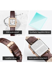 OUPINKE Retro Luxury Casual Women Wristwatches Genuine Leather Strap Waterproof Quartz Watches for Women Calendar