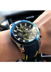 MEGIR Men Sports Military Watches Men Waterproof Fashion Blue Silicone Strap Wristwatch Man Luxury Top Brand Luminous Watch