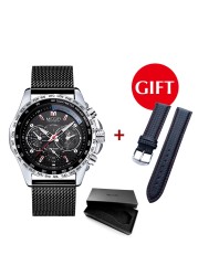 MEGIR Fashion Quartz Watches Men Luxury Mesh Strap Waterproof Wristwatch Decorative Chronograph Watch Man Relogio Masculino 1010