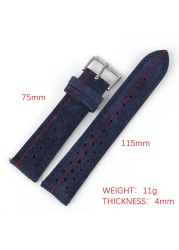 Soft Suede Leather Watch Band 18mm 19mm 20mm 22mm 24mm Blue Watch Straps Stainless Steel Buckle Watch Accessories