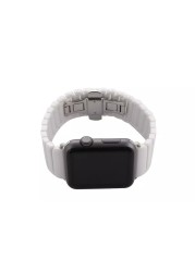 URVOI Link Bracelet for Apple Watch 7 6 SE 5 4 3 2 1 Band Space Ceramic Strap for iWatch 40 41 44 45mm Color White Black