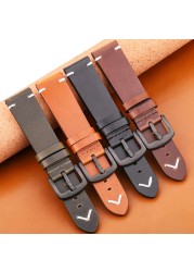 Oil Wax Genuine Leather Watch Band Handmade Cowhide Strap Women Men 18mm 20mm 22mm 24mm Quick Release Vintage Strap Accessories