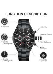 Brand Cheetah Men's Watch New Fashion Casual Automatic Date Chronograph Large Dial Stainless Steel Waterproof Quartz Watch