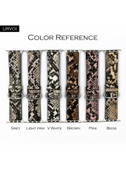 URVOI Leather Strap for Apple Watch Series 7 6 SE 5 4 3 2 1 Strap for iwatch band 41 45mm Microfiber with Python Modern Design