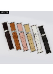 URVOI Deploy Buckle Strap for Apple Watch 7 6 SE 5 4 3 2 1 Strap for iwatch Strap Round Single Swift Leather Butterfly Buckle