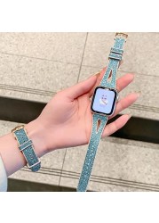 Girls Silicone Strap for Apple Watch Band 38mm 42mm 40mm 44mm Women's Bling Colors Shiny Jelly Bracelet for iWatch 7 6 543 41 45mm