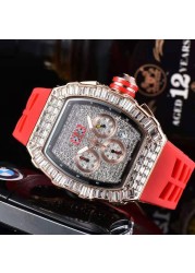 Fashion Brand RM Diamond Casual Women Watch Sport Gel Silicone Chronograph Woman Man Couples Steel Calendar Quartz Watches