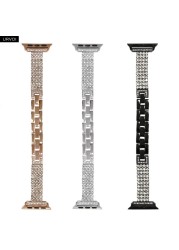 URVOI Band for Apple Watch Series 7654SE Metal Bracelet Electroplating Zircon Shiny Strap for iWatch Rhombus Diamond Women Wristwatches