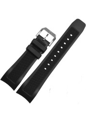 Curved End 22mm Black Soft Silicone Rubber Watchband For IWC Portugal Yacht Club Chronograph IW390502 IW390209