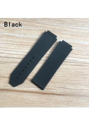 Watch Accessories 25*19mm Black Brown Gray White Blue Silicone Strap Watchband For HB Watch Strap Big Bang Fusion Chain Bracelet