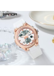 SANDA 2022 Top Brand Fashion Women Watches Waterproof Sports Digital Quartz Wristwatch Casual Watch Gift Relogio Feminino 6067