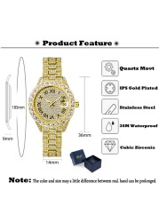 MISSFOX Watch For Women Full Diamond Rose Gold Small Wristwatches For Feamale Calendar Waterproof Chic Watches New