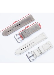 luxury brand watchband gray white retro 24mm vintage italy calf horse leather for panerai strap watch band tang buckle pam441