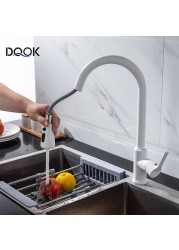 Blacked Kitchen Faucet Single Handle Pull Down White Kitchen Tap Single Hole Brushed Nickel Water Faucets Mixer Tap