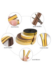 5m Self Adhesive Seal Tape E/D/P/I Type Doors Window Gasket Soundproof Rubber Foam Weatherstrip Sealed Collision Tape