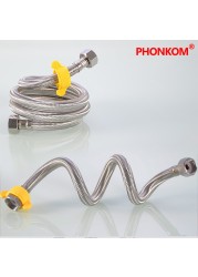 PHONKOM Stainless Steel Braided Hose Inlet Tube DN15 G1/2" Multi Burst Connector Metal Flexible Pipe Bathroom Heater