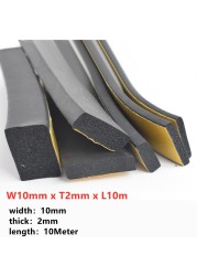 2m-10m Rubber Self Adhesive Sponge Seal Tape EVA Black Foam Strong Single Sided Adhesive Soundproofing Anti-collision Sealing Gasket