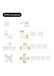 Solderless Connector for WS2812 WS2811 5050 RGB, 10mm, 2/3/4/5 Pin, T L/X Corner Connector, No Solder, LED Strip