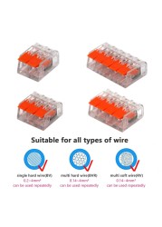 Wire Connector Small Quick Universal Compact Connector Spring Wire Cable Electrical Connectors Push In Terminal Block 412-415