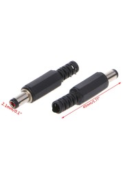 5/10pcs/pack Black DC Power Plug 5.5X2.1mm Soldering Line Black DC Power Male Plug Jack Adapter