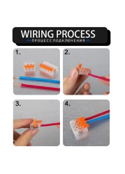 30/50/100pcs Small Connector Wire Compact Plug-in Terminal Block Orange Transparent Chamber Wiring Tool 0.14-4.0mm2 221