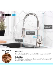 Black Spring Style Kitchen Faucet Deck Mounted 360 Degree Rotation Sink Tap Mixer Hot Cold Pull Down Sprayer Nozzle Faucets