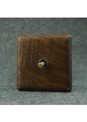 Avoir Black Walnut Solid Wood Wall Light Switches With LED Indicator Toggle Switch 1 2 3 4 Gang 2 Way EU French Electrical Socket