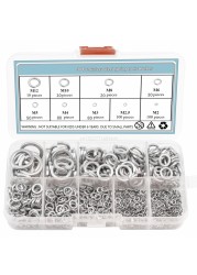 480pcs 304 Stainless Steel Spring Lock Washer Assortment Set, 9 Sizes - M2 M2.5 M3 M4 M5 M6 M8 M10 M12