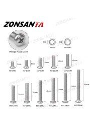 ZONSANTA 480/660pcs Cross Round Head Screw Set M2 M2.5 M3 M4 Ring Nut Stainless Steel Screw Phillips Head Machine Screw