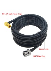 RG-58 SMA Straight/Right Angle Male to BNC Male Plug RG58 Cable 50 Ohm RF Extension Cable Connector RF Jumper Pigtail Adapter