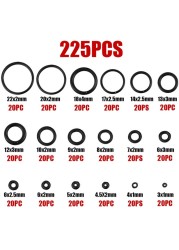 225pcs Rubber O-Ring Seal Classification Gasket Kit Set Washer Ring Kit For Professional Auto Mechanic Plumbing Repair