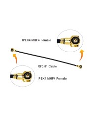 5pcs RF0.81 Cable IPEX4 MHF4 Female to IPEX4 MHF4 Female Connector RF Coaxial Pigtail WiFi Antenna Extension Cord Jumper Adapter