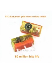 10pcs New Style Original TTC Dust Gold Chain Mouse Micro Switch 3 Pin Gold Contactor 30 60 80 Million Clicks Lifetime