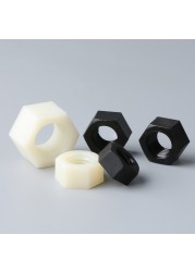 Black White Nylon Hex Metric Nut Plastic Threaded Hex Nuts M2 M2.5 M3 M4 M5 M6 M8 M10 M12 M14 M16 M18 M20