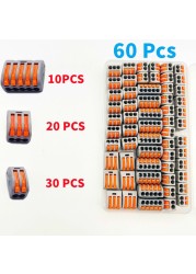 60 PCS Boxed,Mini Compact Wire Splicing Terminal Blocks,Plug-in Connection Terminal Block,Universal Quick Cable Connector