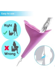 Female Urinal Pee Portable Travel Camping Urinal for Women Soft Silicone Disposable Paper Urination Device Stand Up & Pe