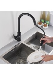 Free Shipping Black Kitchen Faucet Two Function Single Handle Pull Out Mixer Deck Mounted Hot and Cold Water Taps