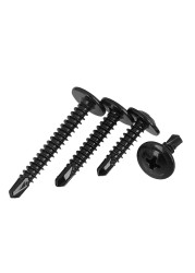 Cross Round Head Round Head Drilling Screw With Pad Self Tapping Screws With Washer Black 410 Stainless Steel M4.2 M4.8