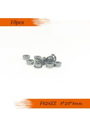 Free Shipping 10pcs F628-2Z F628ZZ F628 zz ABEC-1 P0 Flange Flange Deep Groove Bearing Balls 8x24x8mm for 3D Printer