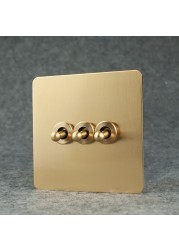 Avoir Gold Wall Light Switch Lever Brass 2 Way Run Off Curtain Momentary Switch Stainless Steel 220V Led Dimmer Usb EU FR Sockets